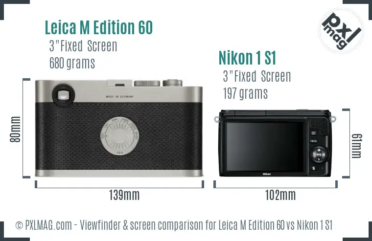 Leica M Edition 60 vs Nikon 1 S1 Screen and Viewfinder comparison