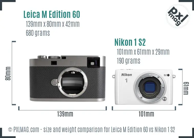 Leica M Edition 60 vs Nikon 1 S2 size comparison