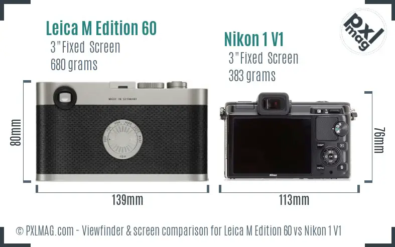 Leica M Edition 60 vs Nikon 1 V1 Screen and Viewfinder comparison