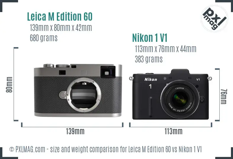 Leica M Edition 60 vs Nikon 1 V1 size comparison