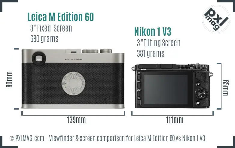 Leica M Edition 60 vs Nikon 1 V3 Screen and Viewfinder comparison
