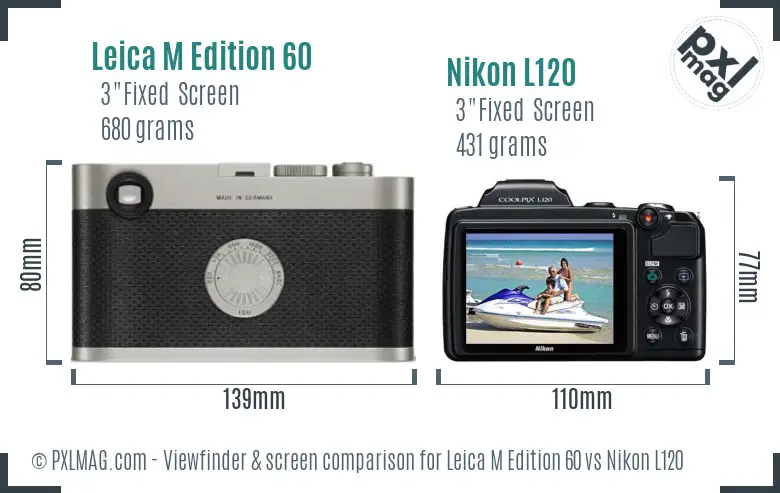 Leica M Edition 60 vs Nikon L120 Screen and Viewfinder comparison