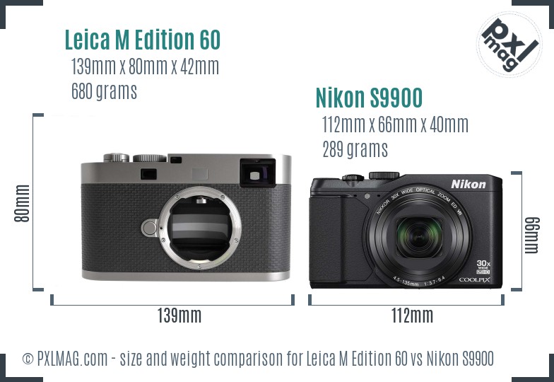 Leica M Edition 60 vs Nikon S9900 size comparison