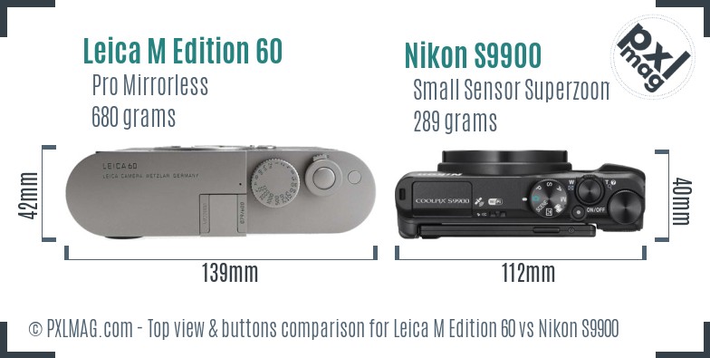 Leica M Edition 60 vs Nikon S9900 top view buttons comparison