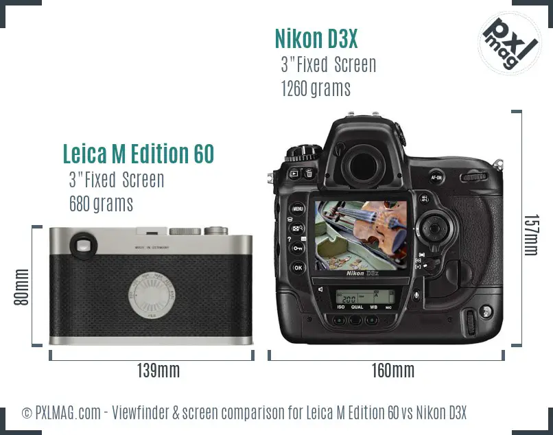 Leica M Edition 60 vs Nikon D3X Screen and Viewfinder comparison