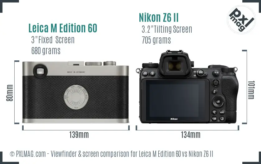 Leica M Edition 60 vs Nikon Z6 II Screen and Viewfinder comparison