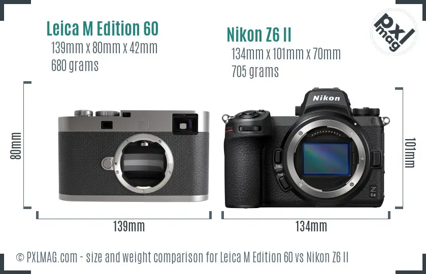 Leica M Edition 60 vs Nikon Z6 II size comparison