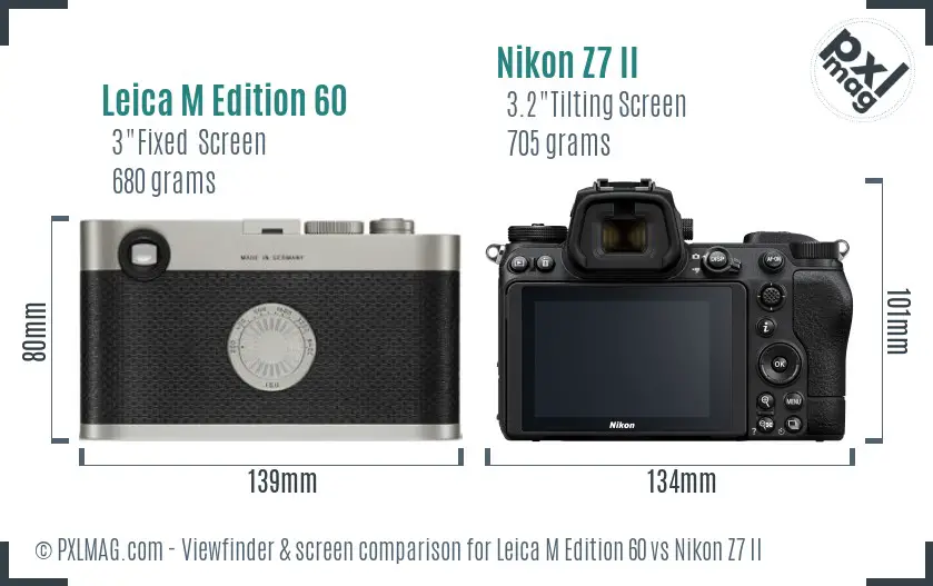 Leica M Edition 60 vs Nikon Z7 II Screen and Viewfinder comparison