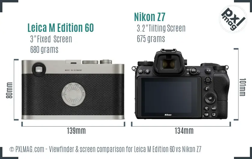 Leica M Edition 60 vs Nikon Z7 Screen and Viewfinder comparison