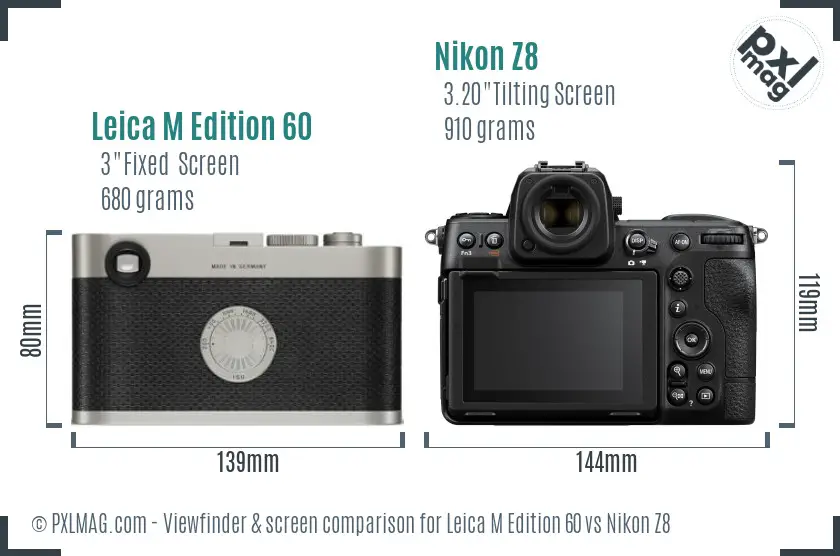 Leica M Edition 60 vs Nikon Z8 Screen and Viewfinder comparison