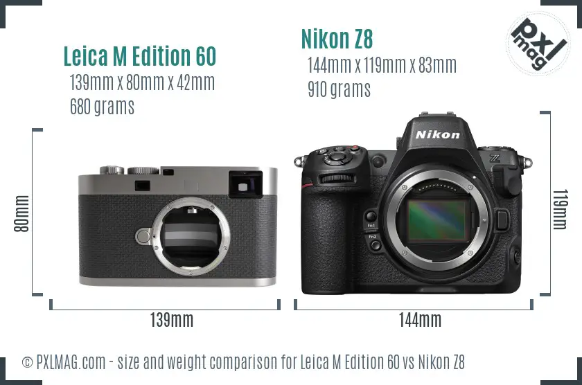 Leica M Edition 60 vs Nikon Z8 size comparison