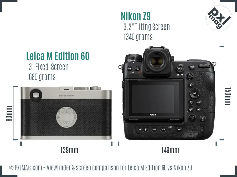 Leica M Edition 60 vs Nikon Z9 Screen and Viewfinder comparison