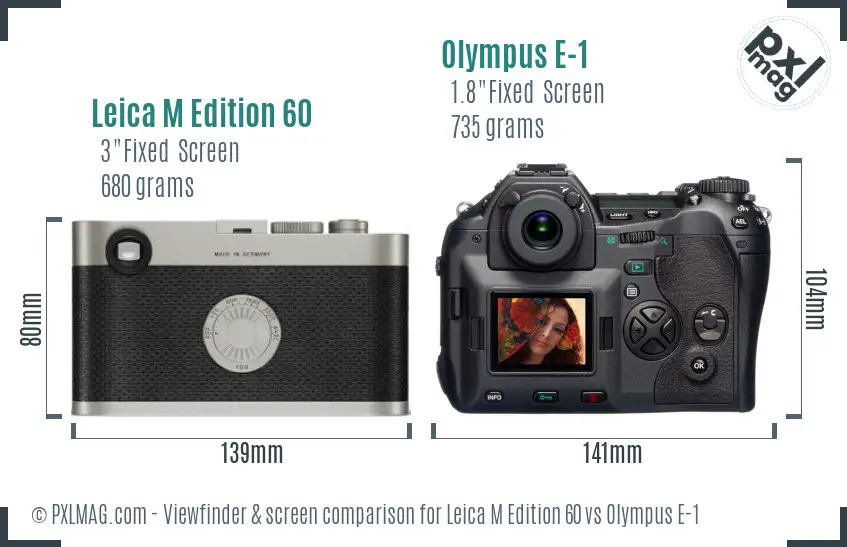 Leica M Edition 60 vs Olympus E-1 Screen and Viewfinder comparison