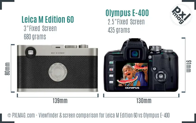 Leica M Edition 60 vs Olympus E-400 Screen and Viewfinder comparison