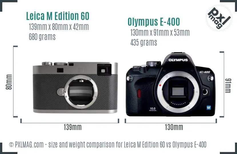 Leica M Edition 60 vs Olympus E-400 size comparison