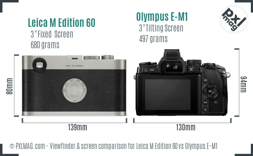 Leica M Edition 60 vs Olympus E-M1 Screen and Viewfinder comparison