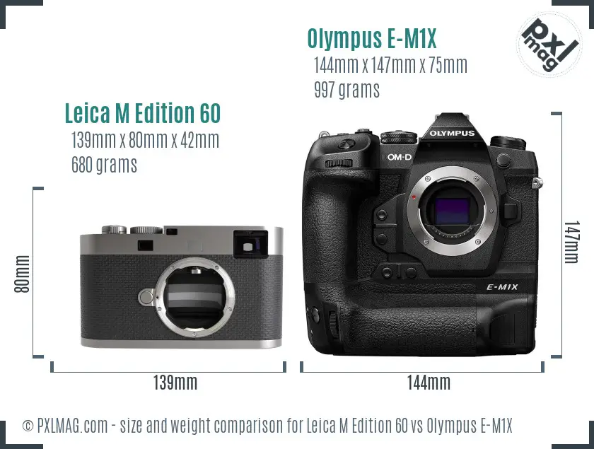 Leica M Edition 60 vs Olympus E-M1X size comparison
