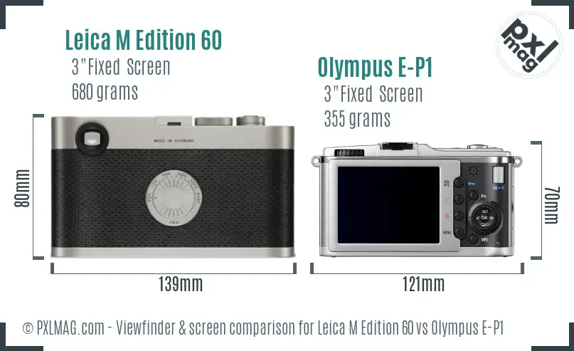 Leica M Edition 60 vs Olympus E-P1 Screen and Viewfinder comparison
