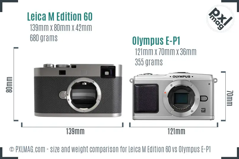 Leica M Edition 60 vs Olympus E-P1 size comparison