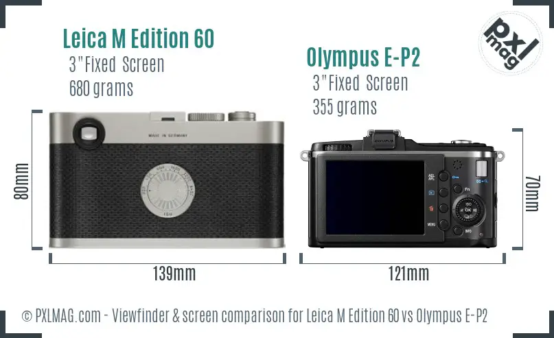 Leica M Edition 60 vs Olympus E-P2 Screen and Viewfinder comparison
