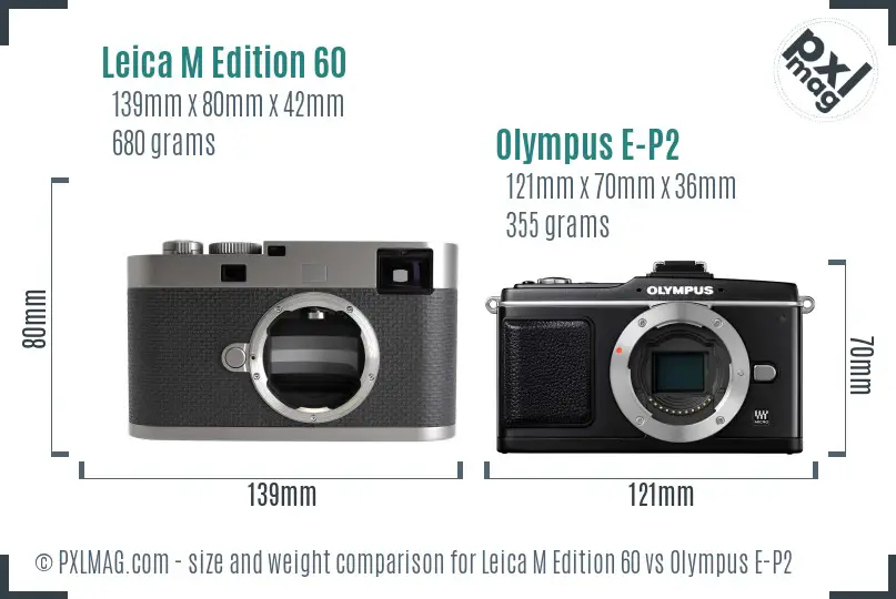 Leica M Edition 60 vs Olympus E-P2 size comparison