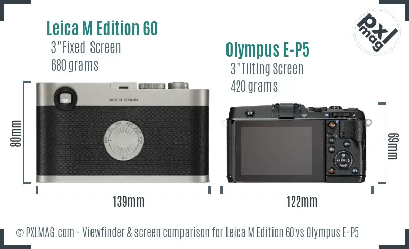 Leica M Edition 60 vs Olympus E-P5 Screen and Viewfinder comparison Leica M Edition 60 vs Olympus E-P5 Screen and Viewfinder comparison