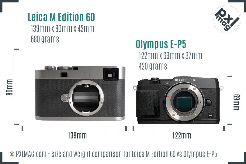Leica M Edition 60 vs Olympus E-P5 size comparison Leica M Edition 60 vs Olympus E-P5 size comparison
