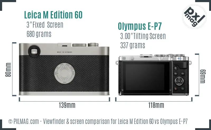 Leica M Edition 60 vs Olympus E-P7 Screen and Viewfinder comparison
