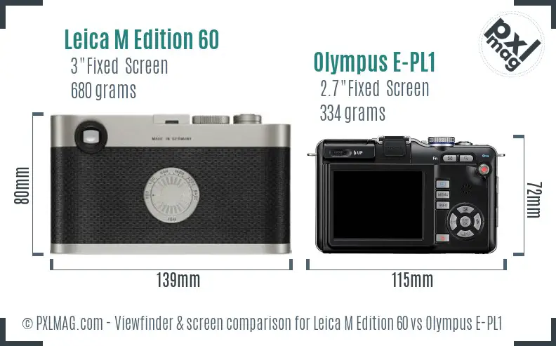 Leica M Edition 60 vs Olympus E-PL1 Screen and Viewfinder comparison Leica M Edition 60 vs Olympus E-PL1 Screen and Viewfinder comparison