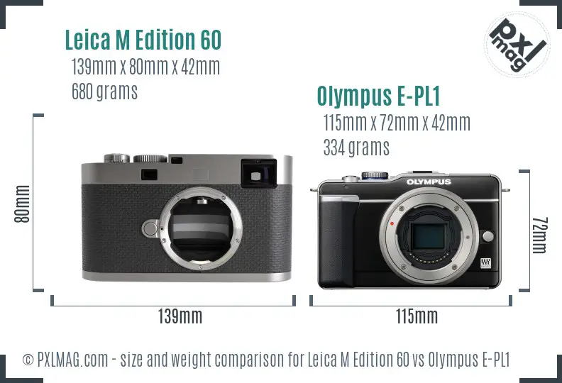 Leica M Edition 60 vs Olympus E-PL1 size comparison Leica M Edition 60 vs Olympus E-PL1 size comparison