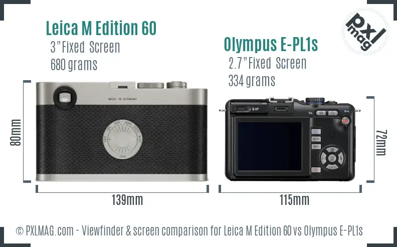 Leica M Edition 60 vs Olympus E-PL1s Screen and Viewfinder comparison