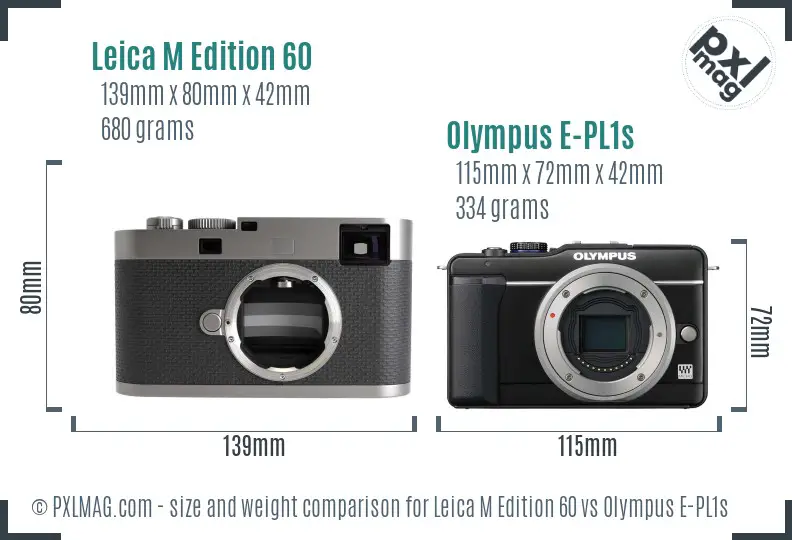 Leica M Edition 60 vs Olympus E-PL1s size comparison