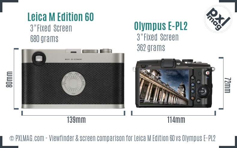 Leica M Edition 60 vs Olympus E-PL2 Screen and Viewfinder comparison