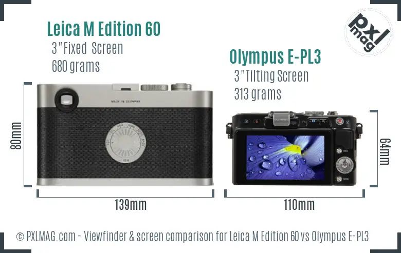 Leica M Edition 60 vs Olympus E-PL3 Screen and Viewfinder comparison
