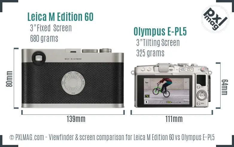 Leica M Edition 60 vs Olympus E-PL5 Screen and Viewfinder comparison