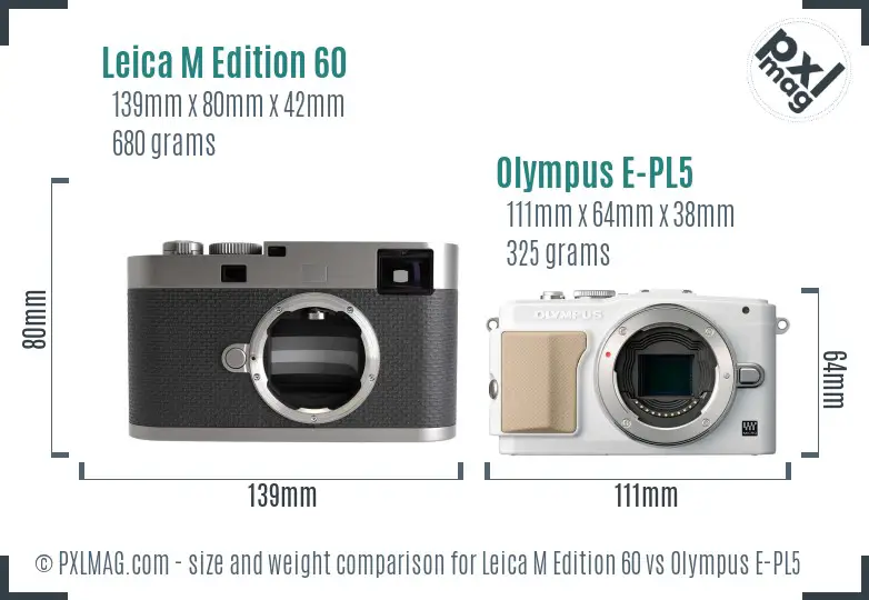 Leica M Edition 60 vs Olympus E-PL5 size comparison