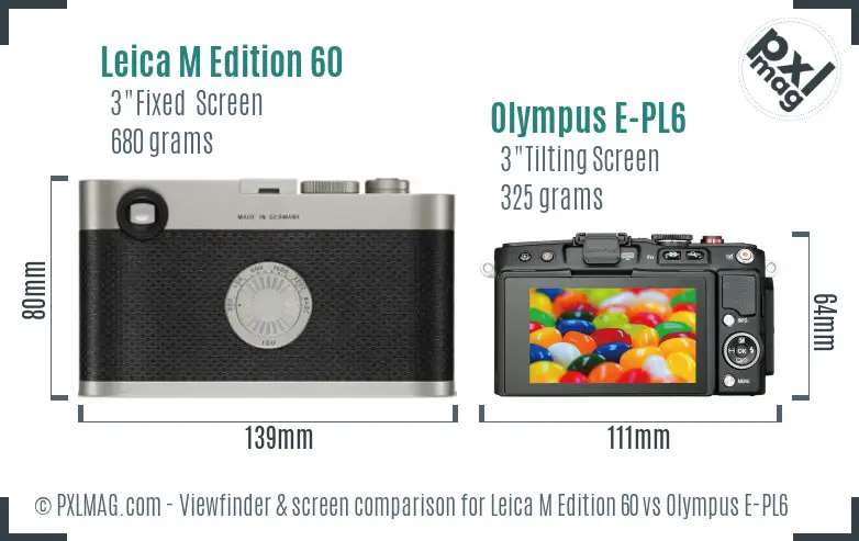 Leica M Edition 60 vs Olympus E-PL6 Screen and Viewfinder comparison