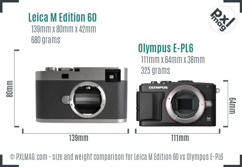 Leica M Edition 60 vs Olympus E-PL6 size comparison