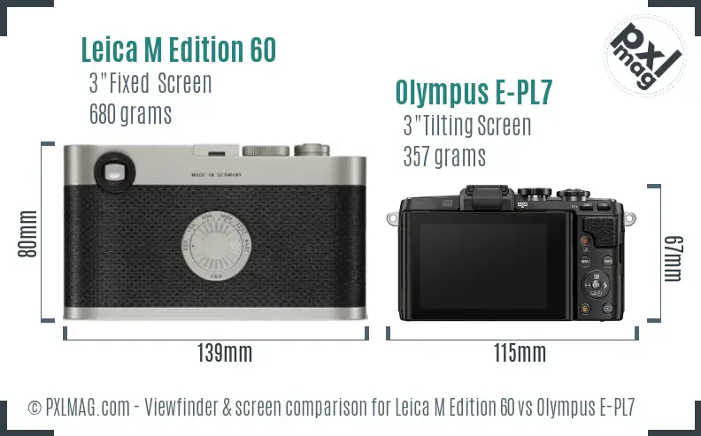 Leica M Edition 60 vs Olympus E-PL7 Screen and Viewfinder comparison