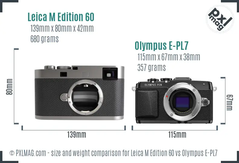 Leica M Edition 60 vs Olympus E-PL7 size comparison