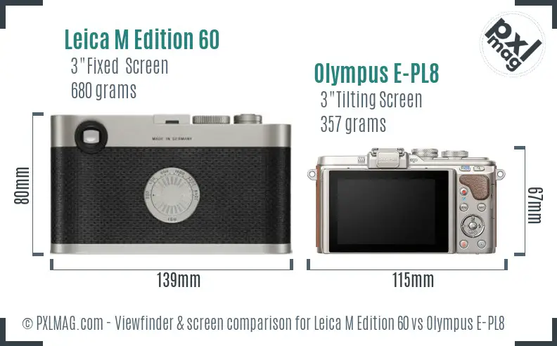 Leica M Edition 60 vs Olympus E-PL8 Screen and Viewfinder comparison