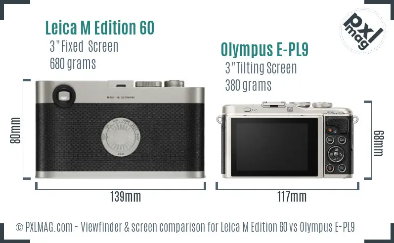 Leica M Edition 60 vs Olympus E-PL9 Screen and Viewfinder comparison Leica M Edition 60 vs Olympus E-PL9 Screen and Viewfinder comparison