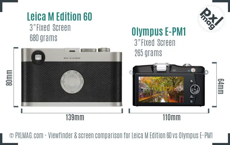 Leica M Edition 60 vs Olympus E-PM1 Screen and Viewfinder comparison