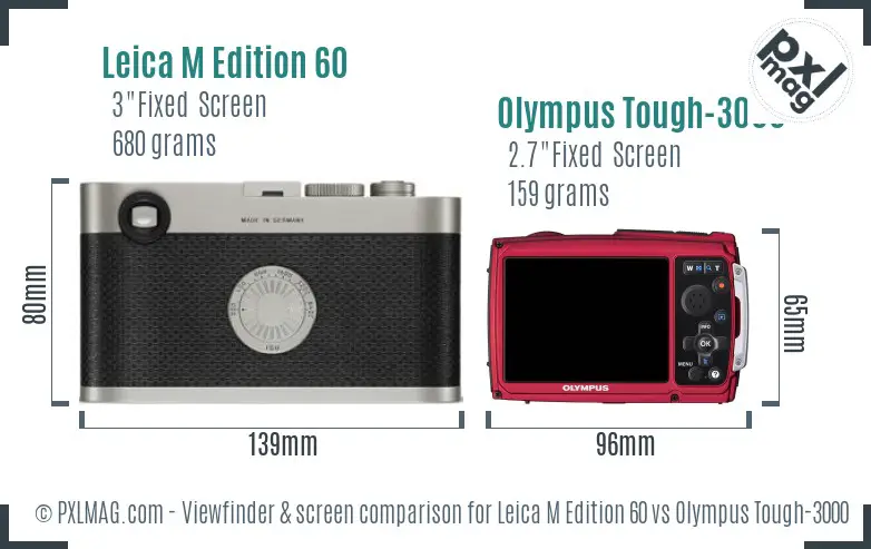 Leica M Edition 60 vs Olympus Tough-3000 Screen and Viewfinder comparison