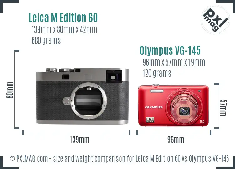Leica M Edition 60 vs Olympus VG-145 size comparison