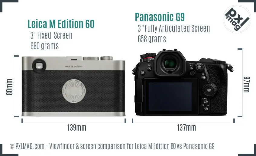 Leica M Edition 60 vs Panasonic G9 Screen and Viewfinder comparison