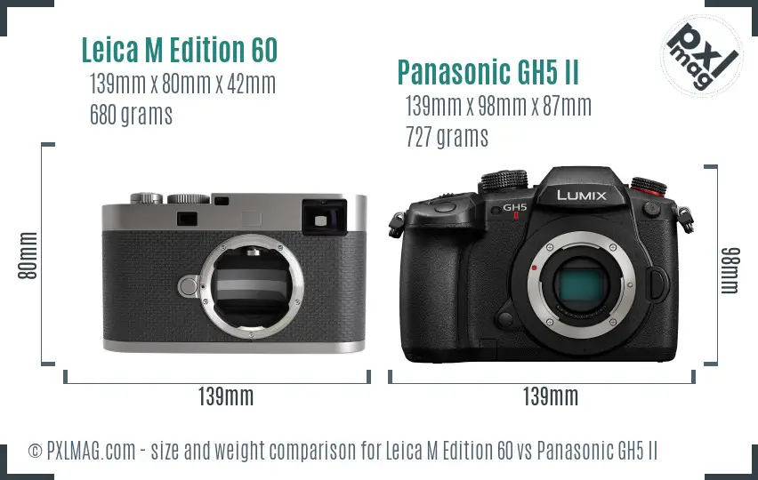 Leica M Edition 60 vs Panasonic GH5 II size comparison