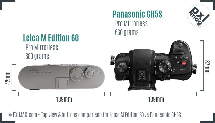 Leica M Edition 60 vs Panasonic GH5S top view buttons comparison Leica M Edition 60 vs Panasonic GH5S top view buttons comparison