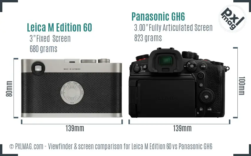 Leica M Edition 60 vs Panasonic GH6 Screen and Viewfinder comparison