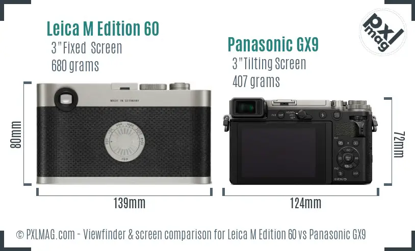 Leica M Edition 60 vs Panasonic GX9 Screen and Viewfinder comparison
